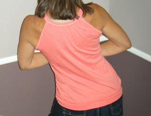Very Sexy Scoop Babydoll Ruched Racerback Floaty Banded Summer Tank Coral S/M/L