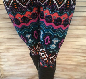 Aztec Navajo Tribal Leggings Stretch Lounge Pants Juniors Teal Plum Black OS