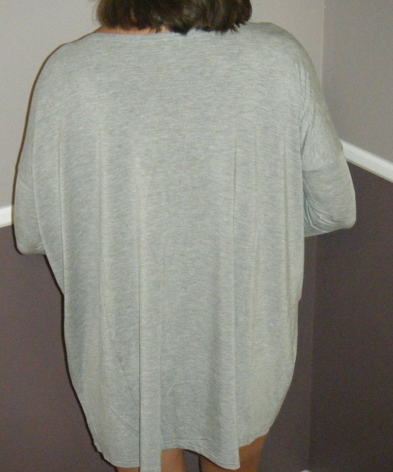 Sexy PIKO Dolman Wide Open Boat Neck Sleeve Tunic Top Dress Gray S/M/L