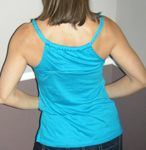 Sexy Low Cut Scoop Neck Braided Spaghetti Strap Tank Shirt Top Turquoise S/M/L