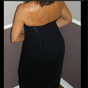 Strapless Cinched Ruched Bust Maxi Dress Long Tube Sundress Black S/M/L