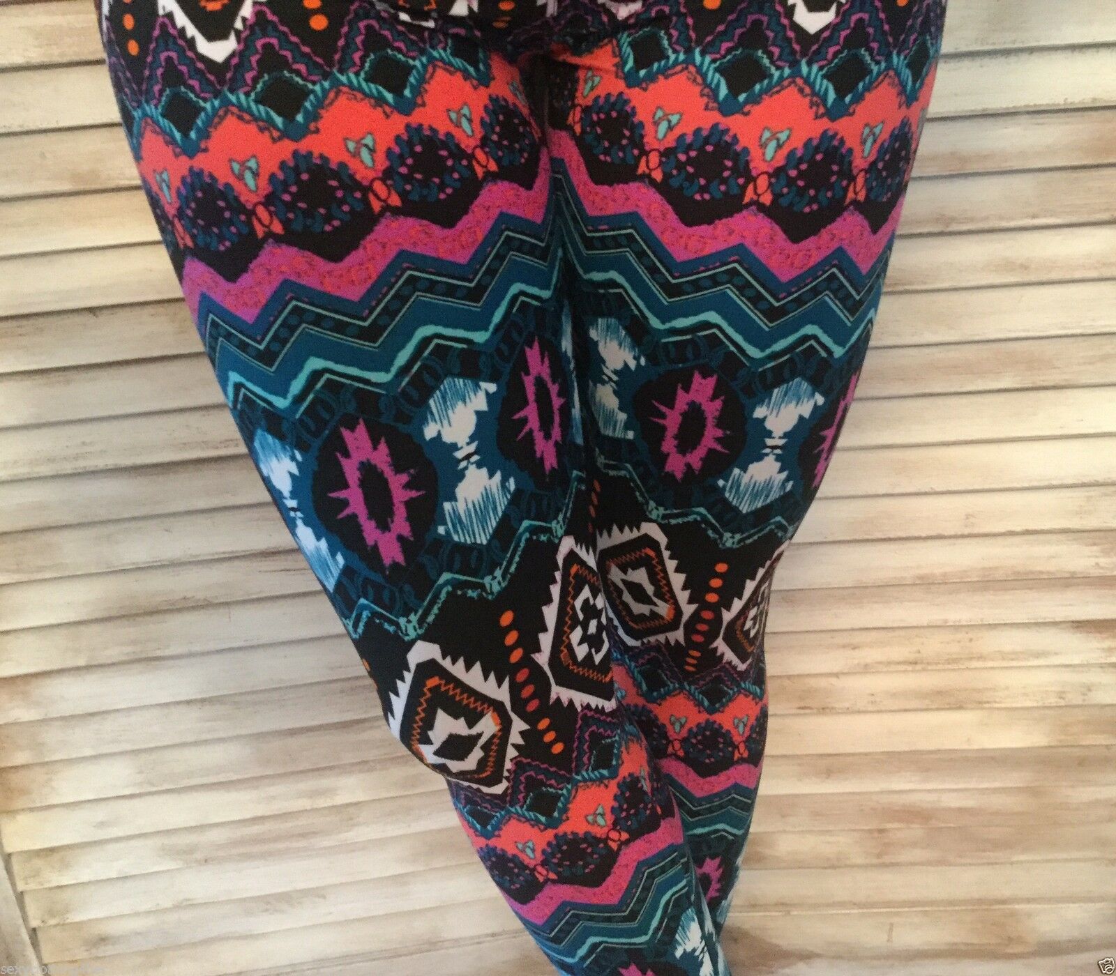 Aztec Navajo Tribal Leggings Stretch Lounge Pants Juniors Teal Plum Black OS