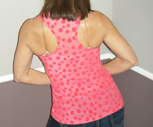 Very Sexy Scoop Neck Polka Dot Racerback Mesh Cleavage Tank Top Pink S/M/L
