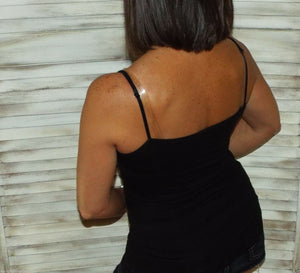 Slimming Low Cut Cleavage Lace Long Layering Club Tank Cami Top Black 1X/2X/3X