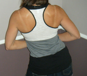 Colorblock Scoop Neck Sleeveless Sporty Racerback Tank Top Summer Black Gray