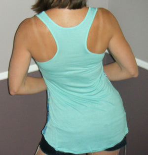 "Crushing It" Chevron Striped Low Cut Summer Racerback Floaty Tank Top Tunic Mint S/M/L
