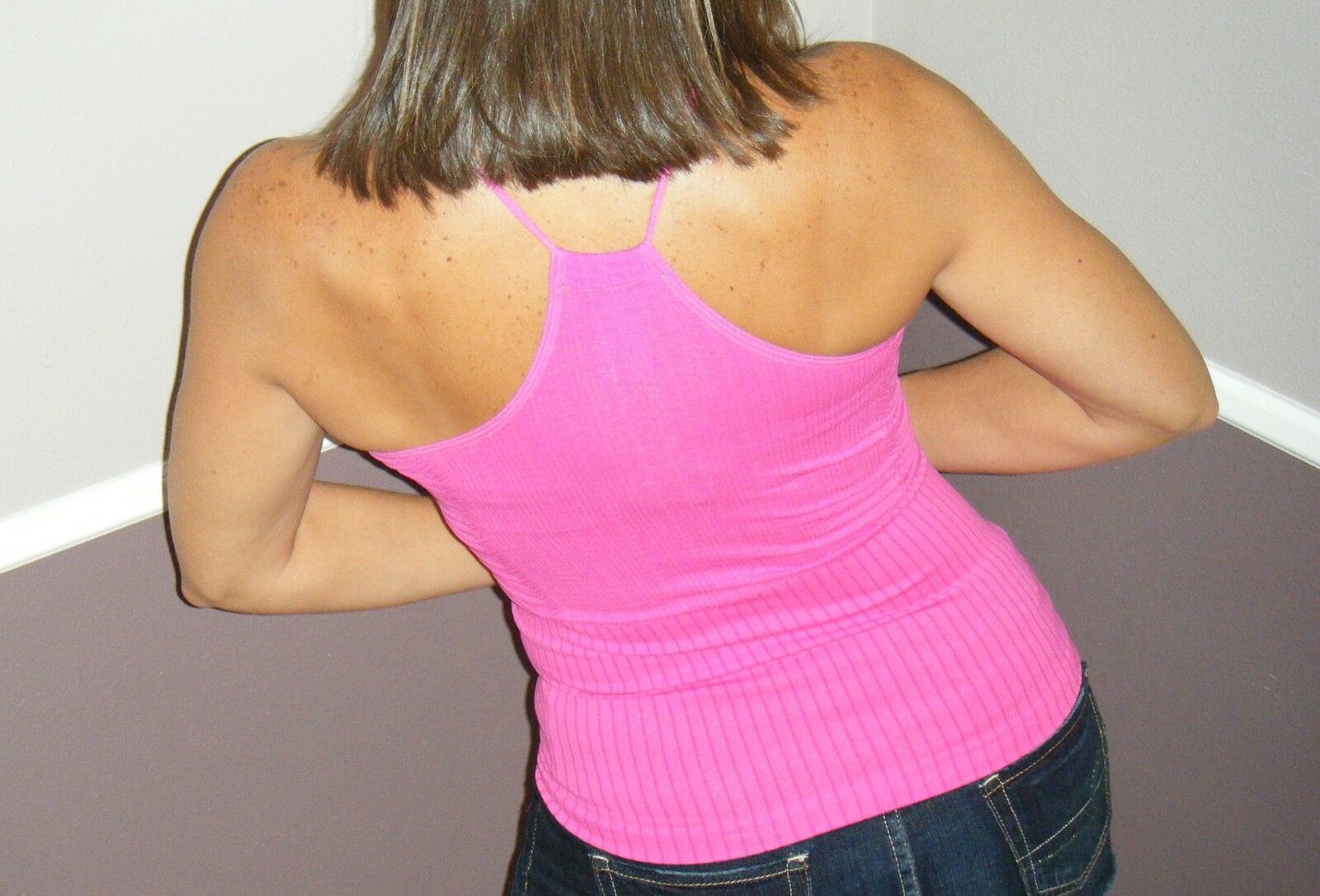 Beaded High Neck Slimming Bodycon Textured Seamless Club Top Pink OS