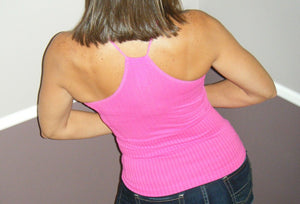 Beaded High Neck Slimming Bodycon Textured Seamless Club Top Pink OS