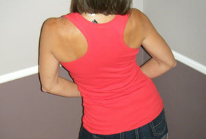 “Can’t Touch This” Ribbed Racerback Low Cut Scoop Boy Beater Cleavage Tank Top Red PLUS