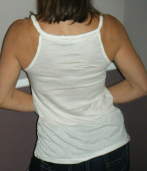 Very Sexy Low Cut Scoop Neck Braided Spaghetti Strap Tank Shirt Top Cream S/M/L