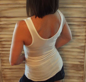 Very Sexy V-Neck Lace Stretch Low Cut Cleavage Dressy Slim Cami Top Cream S/M/L