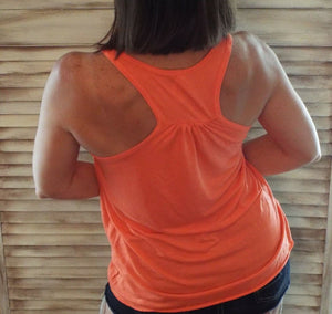Sexy Ruched Racerback Scoop Neck Floaty Cleavage Tank Top Coral S/M/L/XL/XXL