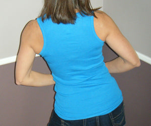 Very Sexy Ribbed Henley Low Cut Boy Beater Cleavage Fitted Tank Top Teal S/M/L