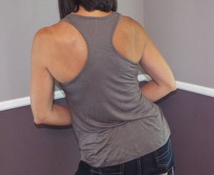 Speckled Low Cut Summer Racerback Ribbed Floaty Tank Top Tunic Cocoa S/M/L