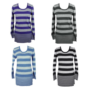Very Sexy Scoop Neck Striped Preppy Tunic Sweater Blouse Shirt Top S/M/L/XL