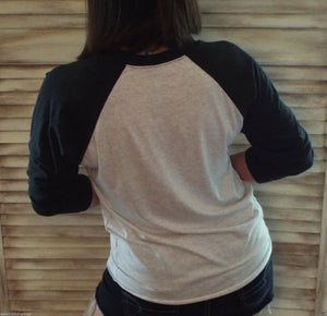 Sporty Crew Neck Athletic Baseball Raglan Jersey Stretch Shirt Black XS/S/M/L