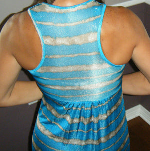 Sexy Cleavage Striped Tank Racerback Maxi Dress Long Tube Sundress Blue S/M/L