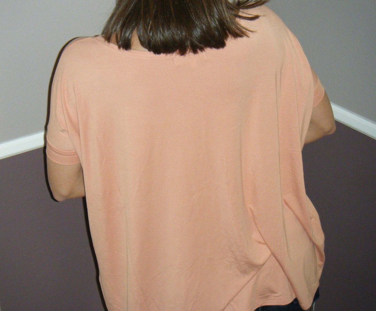 Sexy PIKO Dolman Wide Open Boat Neck Dolman Sleeve Tunic Top Shirt Nude S/M/L