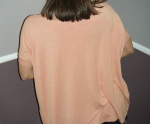 Sexy PIKO Dolman Wide Open Boat Neck Dolman Sleeve Tunic Top Shirt Nude S/M/L