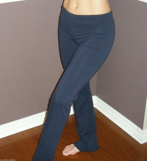 “Head Over Heels” Plus Low Rise Leggings Stretch Yoga Lounge Fold Pants Gym Workout Navy 1X/2X/3X