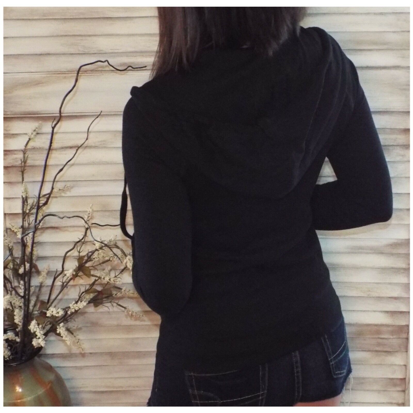 "Get Cozy" Zip Up Waffle Thermal Hoodie Light Jacket Sweater Yoga Black XL/1X/2X