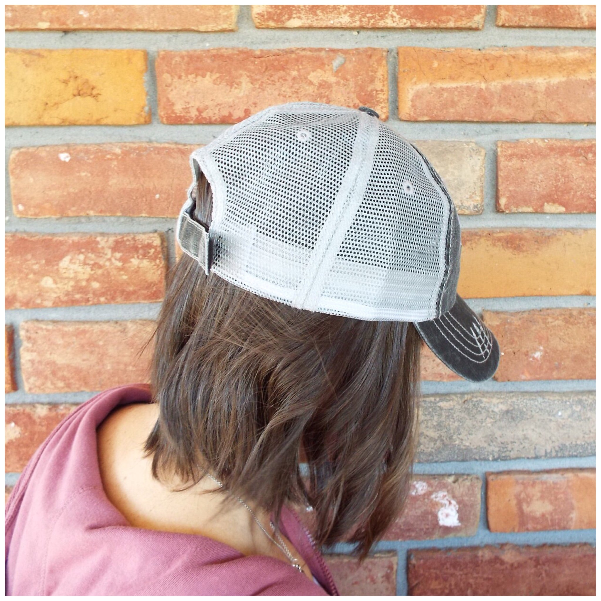 “Boho Babe” Distressed Embroidered Trucker Hat