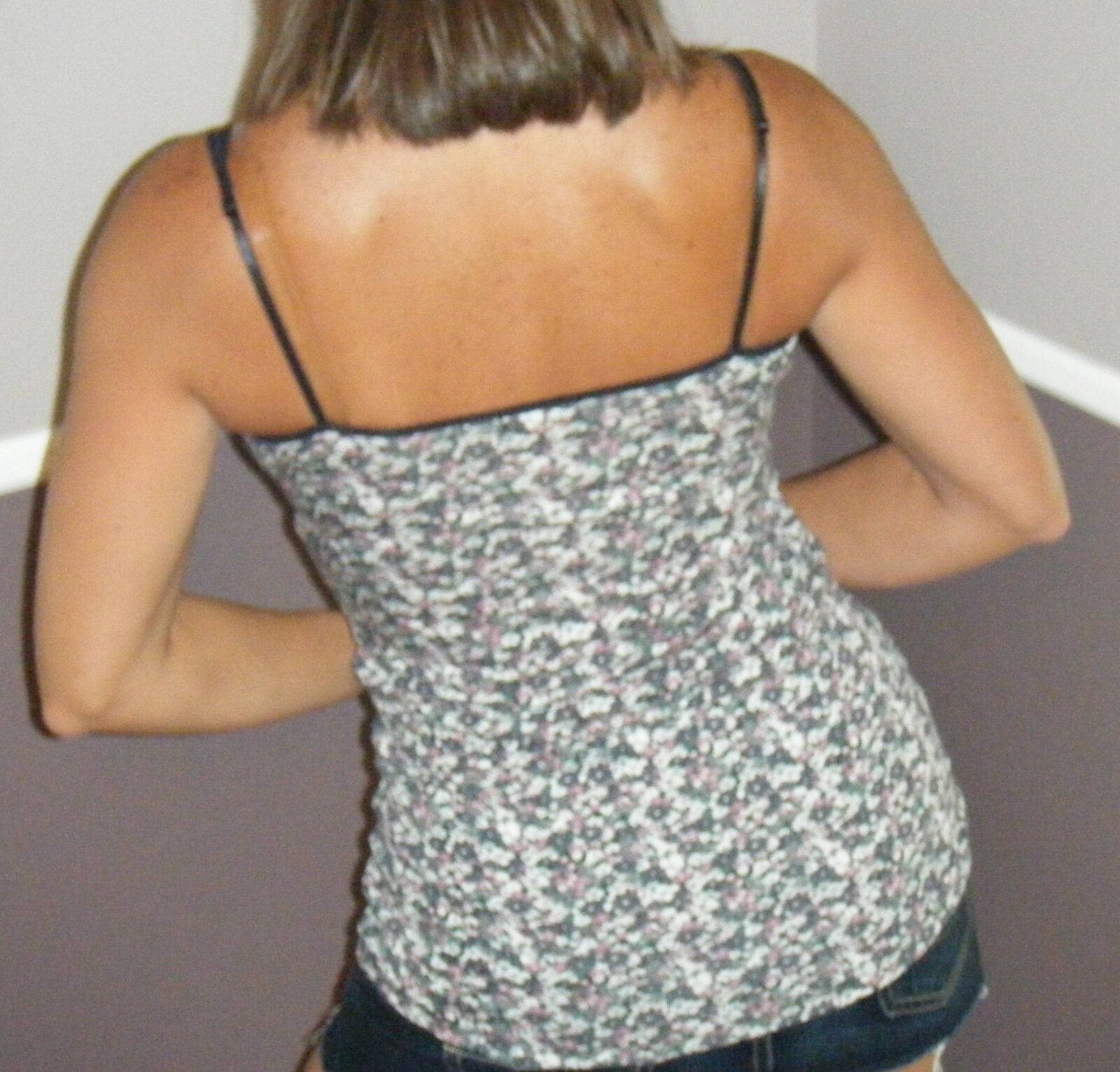 Sexy Low Cut Cleavage Country Floral Summer Layering Tank Cami Top Tunic S/M/L