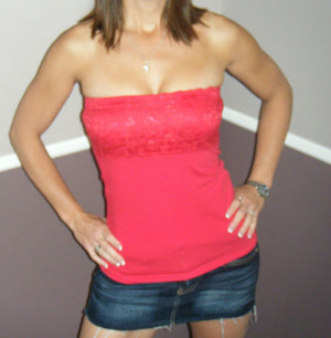 Very Sexy Strapless Clubwear Party Lace Bust Slimming Tube Top Red S/M/L