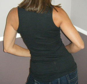 Very Sexy Ribbed Low Cut Scoop Boy Beater Cleavage Fitted Tank Top Black S/M/L