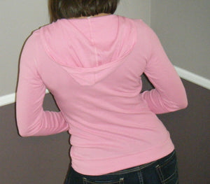 Very Sexy V Neck Cleavage Ribbed Thermal Pocket Urban Hoodie Top Pink S/M/L/XL