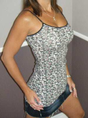 Sexy Low Cut Cleavage Country Floral Summer Layering Tank Cami Top Tunic S/M/L