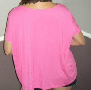 Sexy PIKO Dolman Wide Open Boat Neck Dolman Sleeve Tunic Top Shirt Pink S/M/L