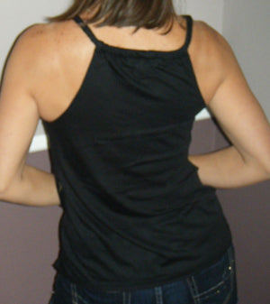Sexy Low Cut Scoop Neck Braided Spaghetti Strap Loose Summer Tank Top Black