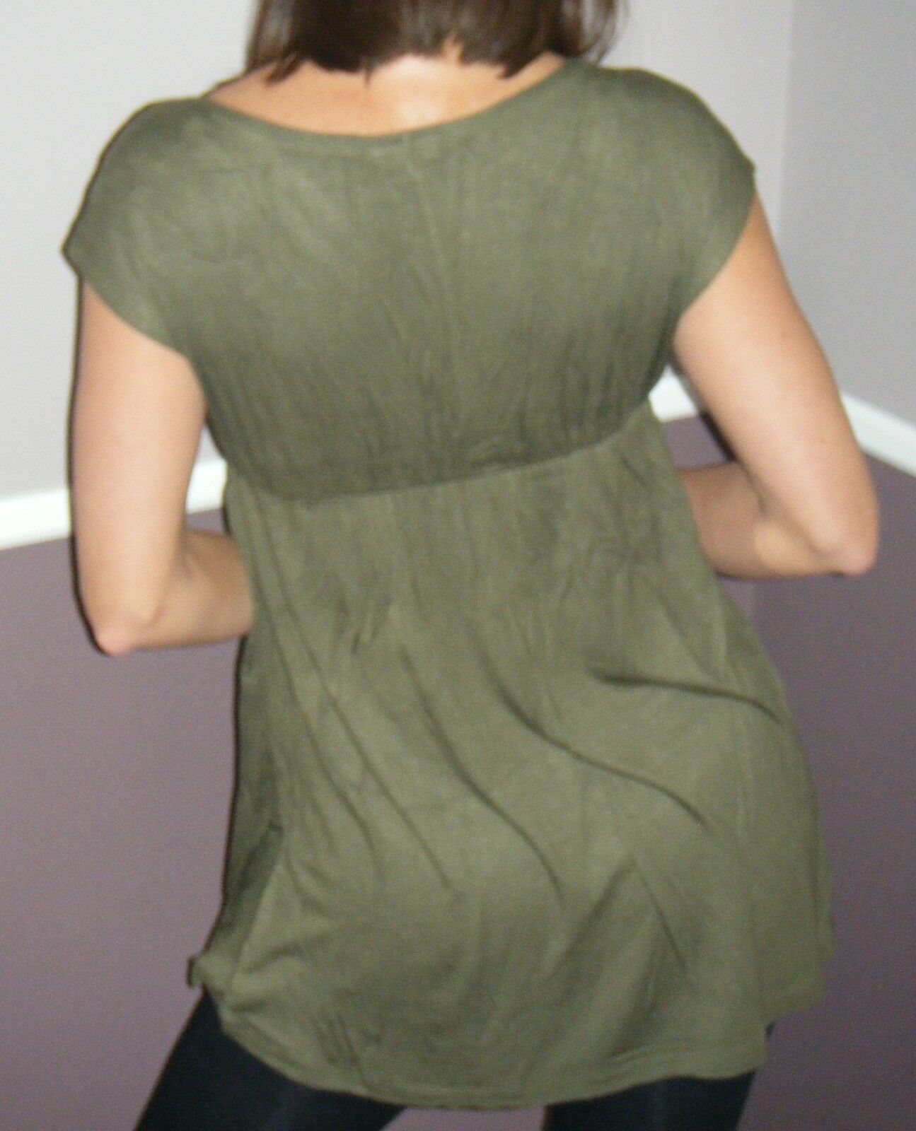 Very Sexy Deep V-Neck Cleavage Babydoll Dolman Tunic Mini Dress Olive S/M/L