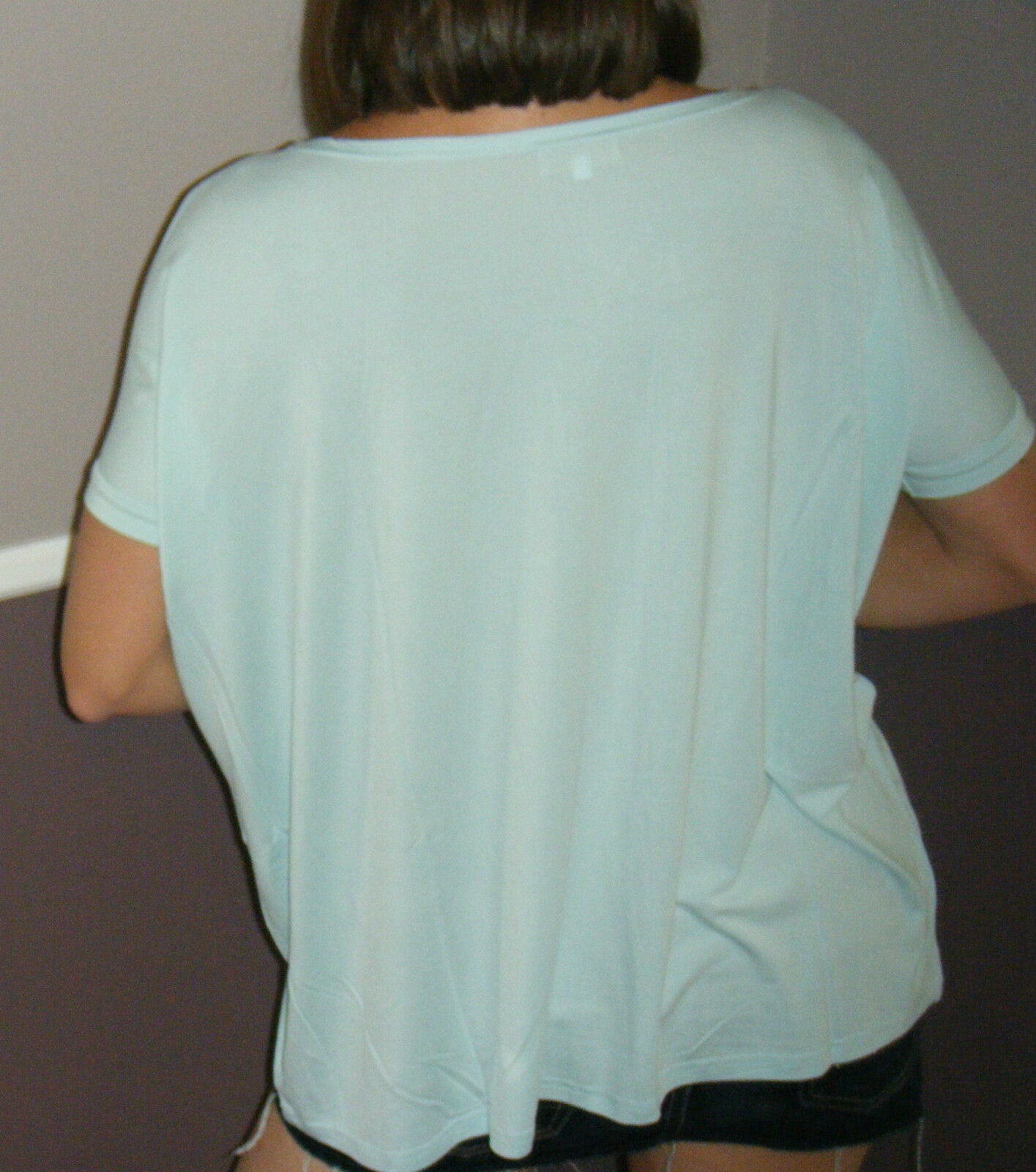PIKO Dolman Wide Open Boat Neck Dolman Sleeve Tunic Top Shirt Mint S/M/L