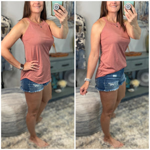 Tri Rocker Racerback Scoop Neck Floaty Trendy Tank Top Blush Pink S/M/L/XL