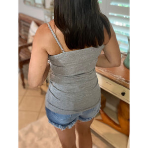 Shelf Bra Cleavage Adjustable Strap Cami Tunic Tank Dk Gray S/M/L