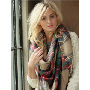Oversized Blanket Plaid Scarf Wrap Shawl Multi Colored