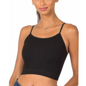 “Sweet Southern Comfort” Sexy Ribbed Seamless Spaghetti Strap Yoga Sport Stretch Bralette Tank Cami Black S/M L/XL