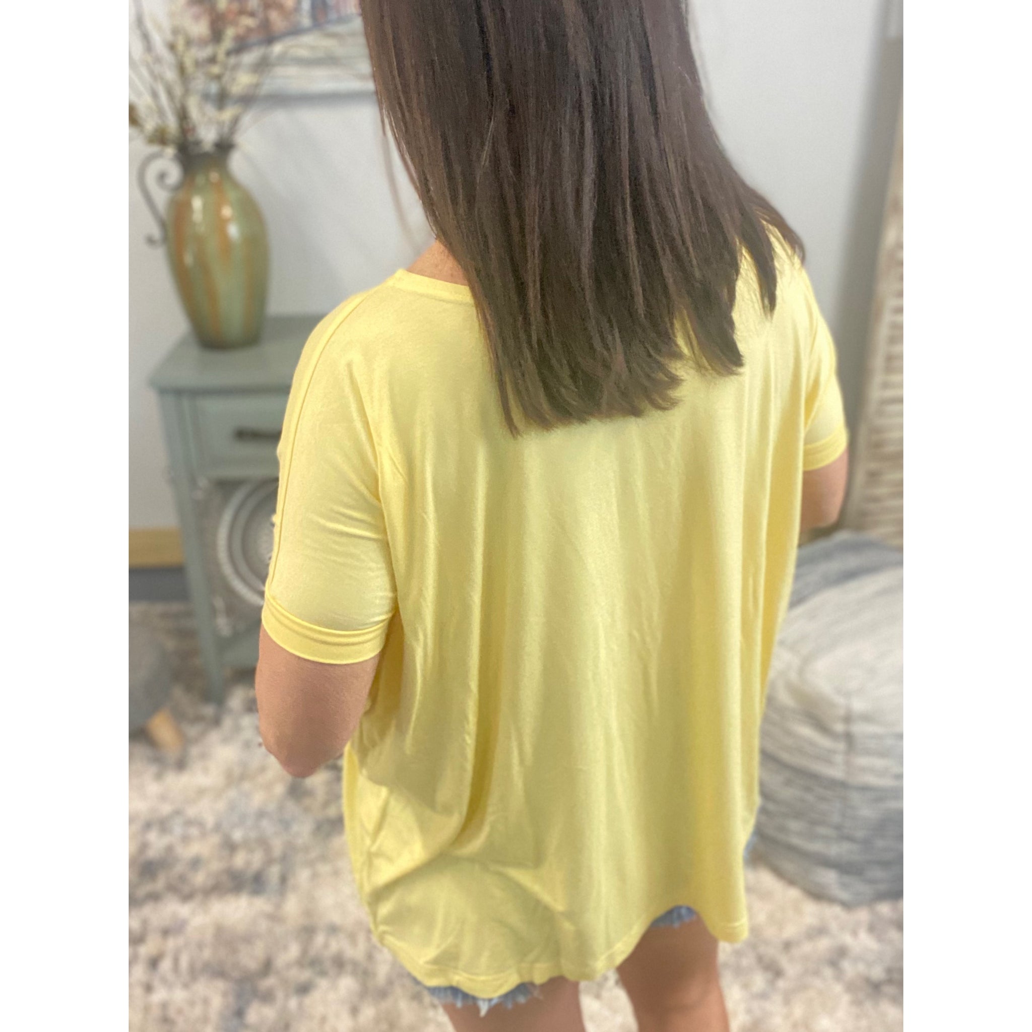 PIKO Dolman Wide Open Boat Neck Dolman Sleeve Tunic Top Shirt Yellow S/M/L