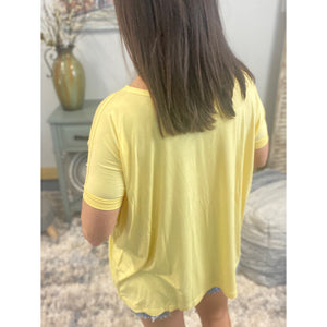 PIKO Dolman Wide Open Boat Neck Dolman Sleeve Tunic Top Shirt Yellow S/M/L
