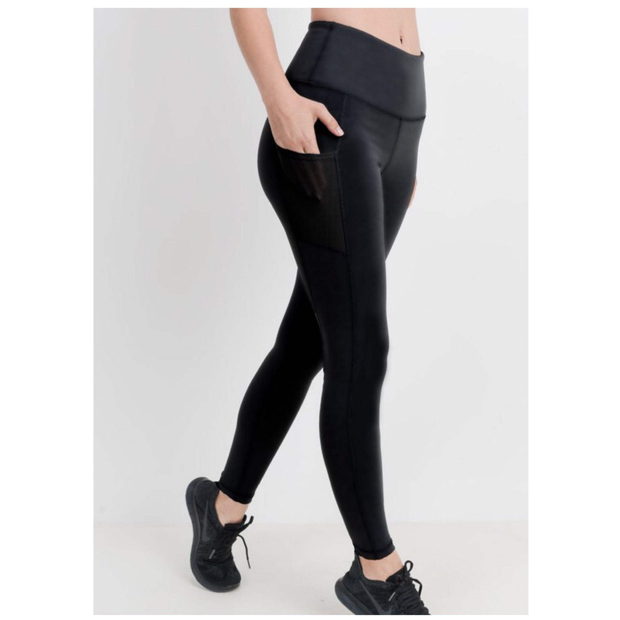 High Waist Pocket Performance Leggings Stretch Yoga Lounge Pants Gym Workout Black