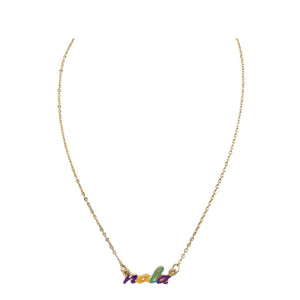Mardi Gras in NOLA Charmed Adjustable Necklace Purple Green Gold Lettering