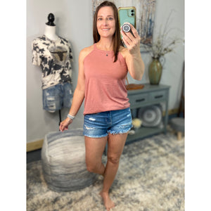 Tri Rocker Racerback Scoop Neck Floaty Trendy Tank Top Blush Pink S/M/L/XL