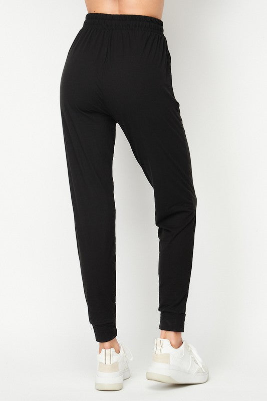 “Better Than Me” Sporty Joggers Pocket Stretch Ankle Lounge Pants Black S/M/L/XL