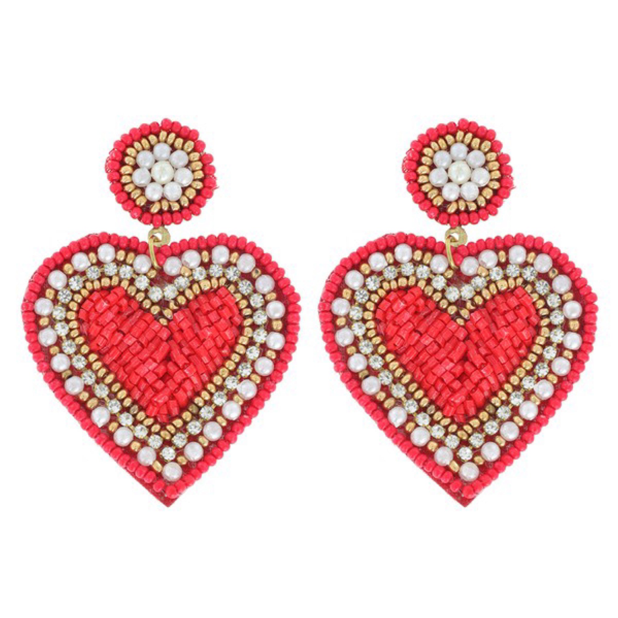 Be My Valentine Beaded Heart Earrings - The Humming Arrow Boutique