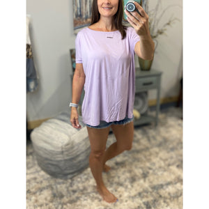 PIKO Dolman Wide Open Boat Neck Dolman Sleeve Tunic Top Shirt Purple