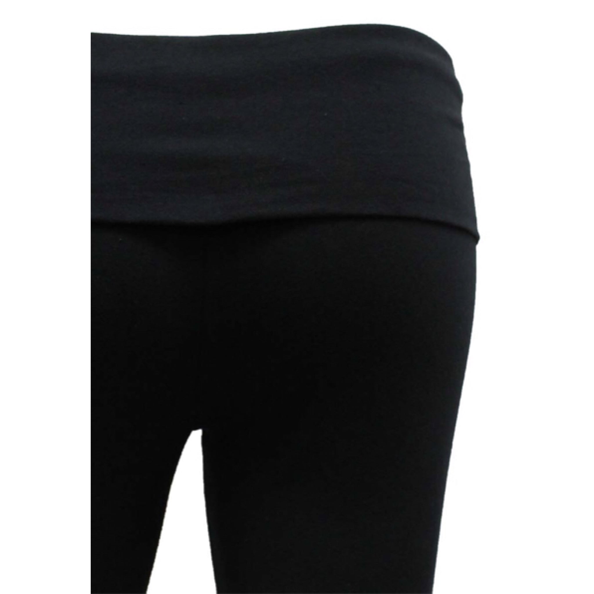 “Head Over Heels” Plus Low Rise Leggings Stretch Yoga Lounge Fold Pants Gym Workout Black PLUS