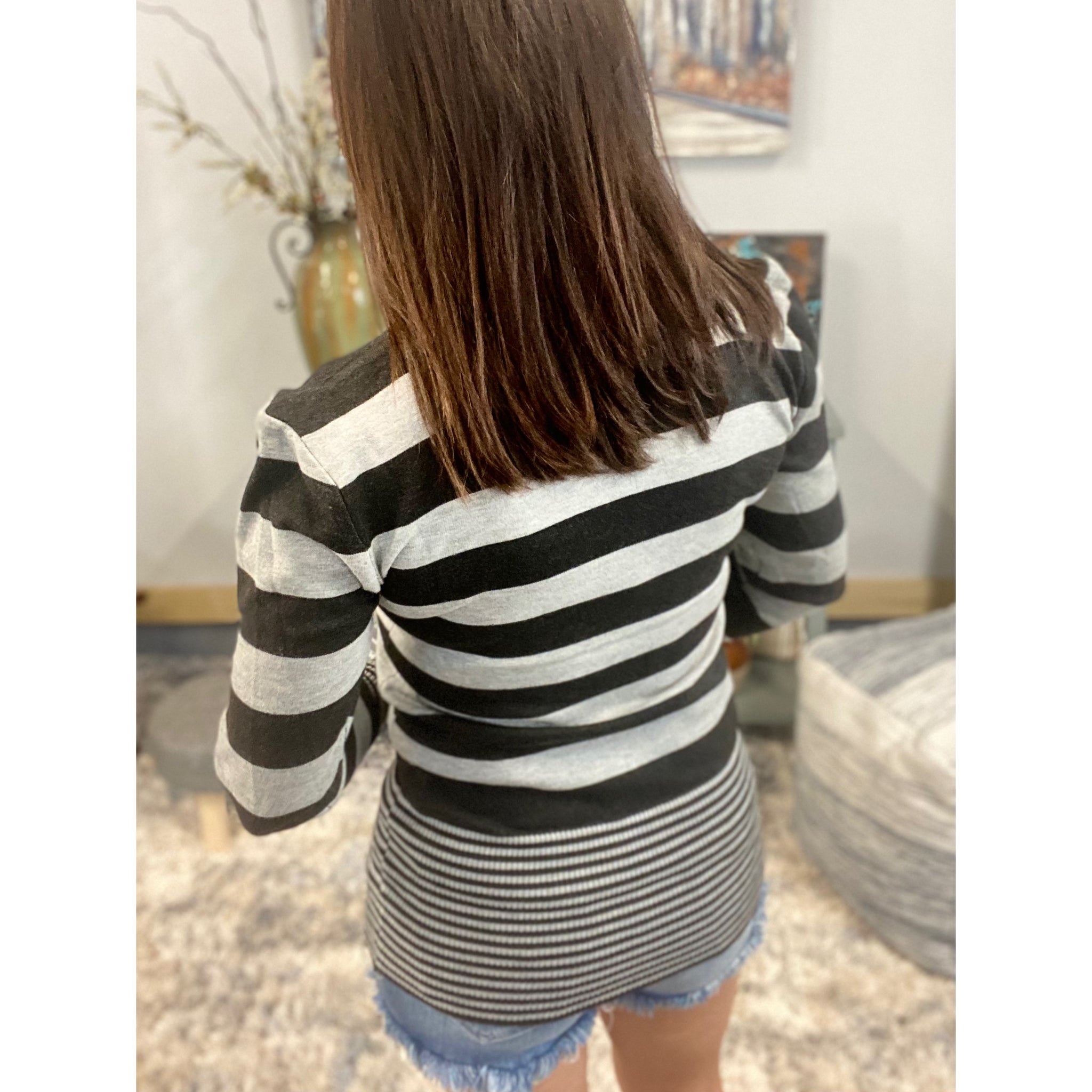 Very Sexy Scoop Neck Striped Preppy Tunic Sweater Blouse Shirt Top S/M/L/XL