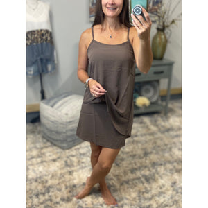 Sexy Crochet Strap Scoop Neck Sleeveless Tank Summer Dress Gray S/M/L
